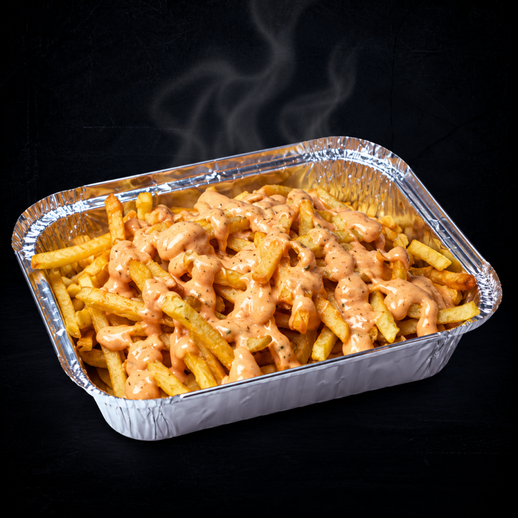 Fritas con salsa Garufa